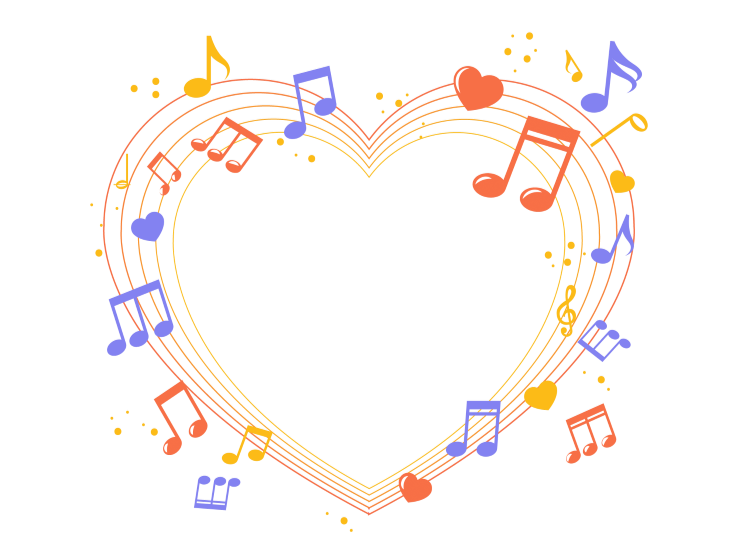 heart made of musical staff and notes